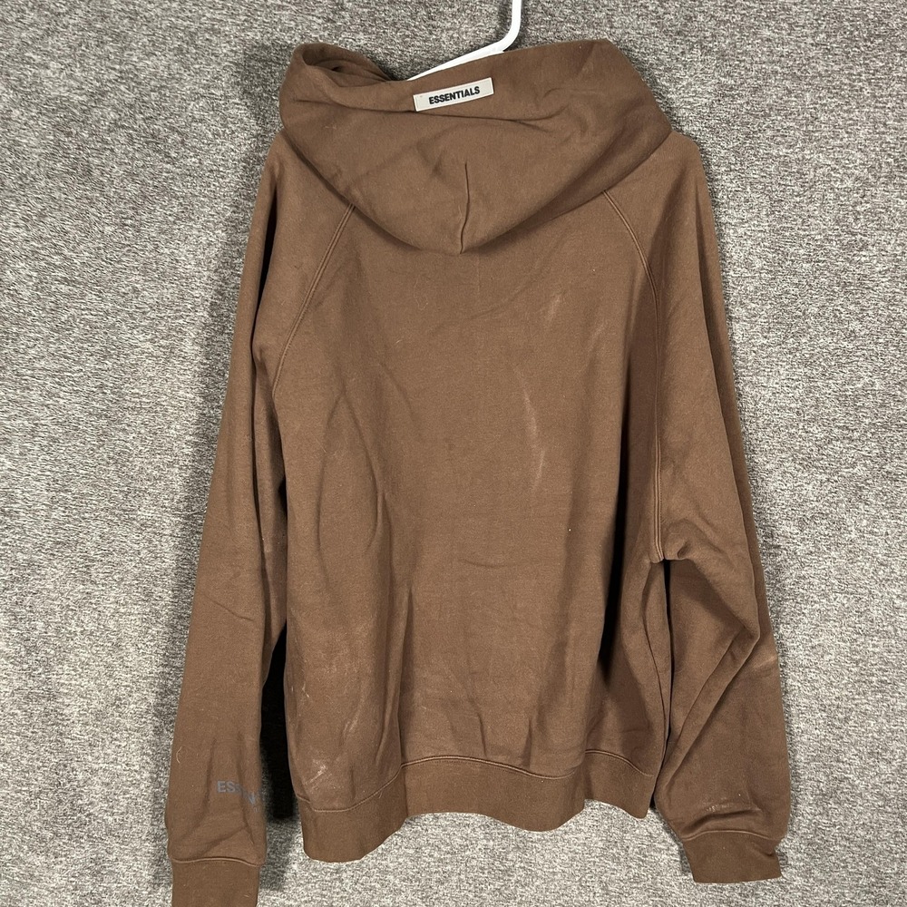 Fear Of God Essentials Hoodie Mens‎ Large Brown Fleece Kangaroo Pocket Pullover - Picture 11 of 15